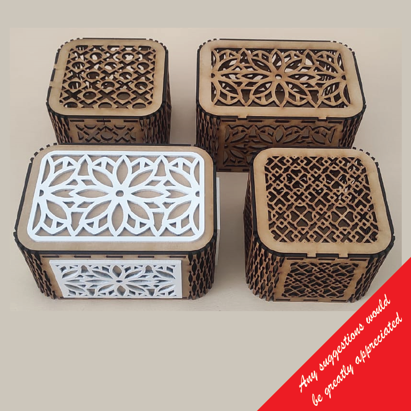 Laser Cut Box Files for 1/8" MDF - Set of 4 Geometric Jewelry & Keepsake Boxes - SVG, PDF, AI, EPS