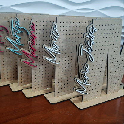 Monogram Earring Organizer SVG | Alphabet Letter Jewelry Hanger Laser Cut File
