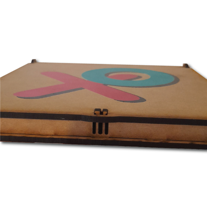 Tic-Tac-Toe Game Set with Integrated Hinges & Latch Box - 1/8" MDF Laser Cut Design - SVG, PDF, AI